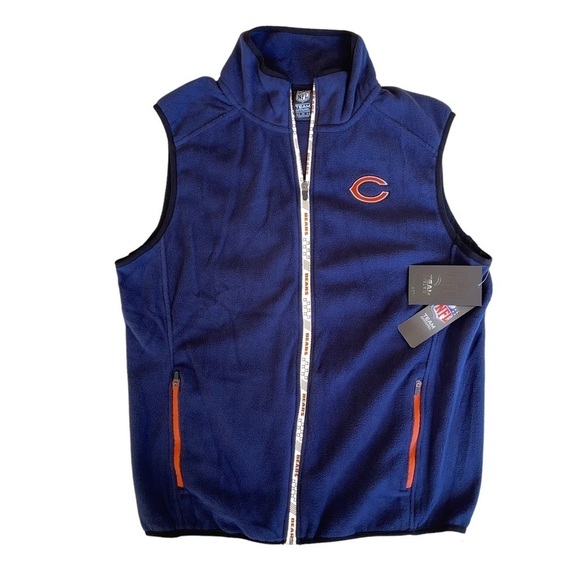 Chicago Bears NFL Team Apparel Men’s Size Medium Full Zip Fleece Blue Vest NWT - Picture 1 of 10